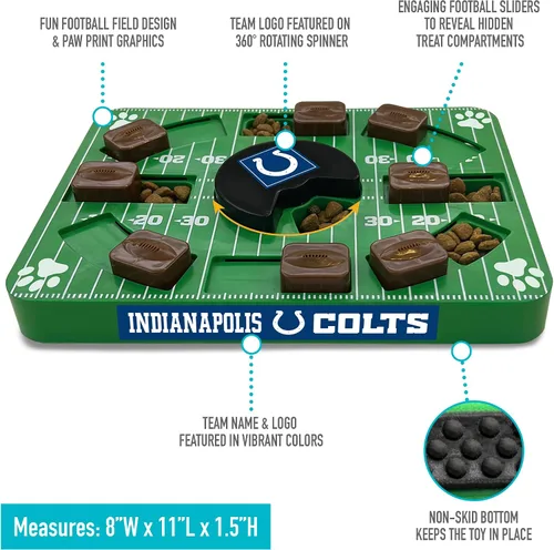 Vista 5 de Pets First NFL Indianapolis Colts Rompecabezas interactivo para perros - Juego de rompecabezas y premios para perros (Paquete de 2)