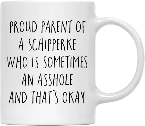 Vista 121 de Andaz Press Funny Dog - Taza de café de 11 onzas, regalo de broma, orgulloso padre de un afenpinscher que es a veces un gilipollas y eso está bien