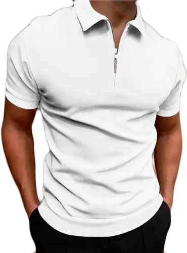Vista 2 de Muscle Fit Shirts for Men 2023 Fashion Cotton Short Sleeve Summer Polo Shirts Spring Soft Fitted Solid Work Shirt