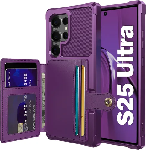 Vista 132 de Funda para Samsung Galaxy S21 Ultra con tarjetero, compatible con soporte magnético para automóvil, resistente a los golpes, resistente, suave, TPU