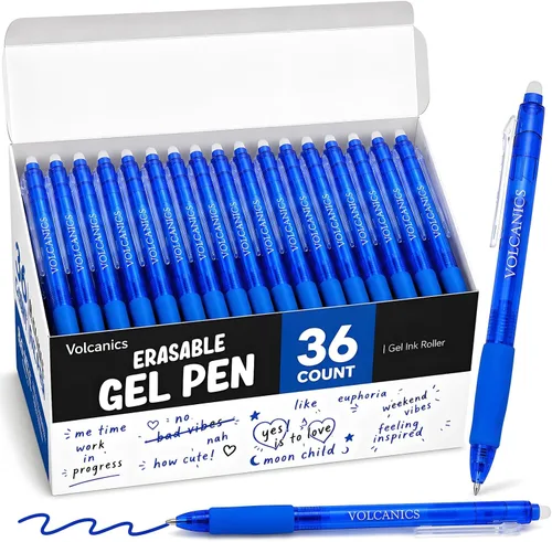 Vista 13 de Volcanics Retractable Erasable Gel Pens, Soft Black, 0.7mm, 12 Pack Negro