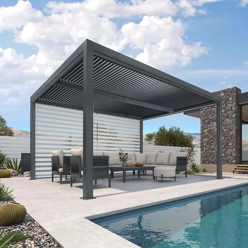 Vista 11 de PURPLE LEAF 94AS - Accesorios para pérgola con listones de 11 pies, pantalla lateral ajustable para privacidad, pérgola no incluida