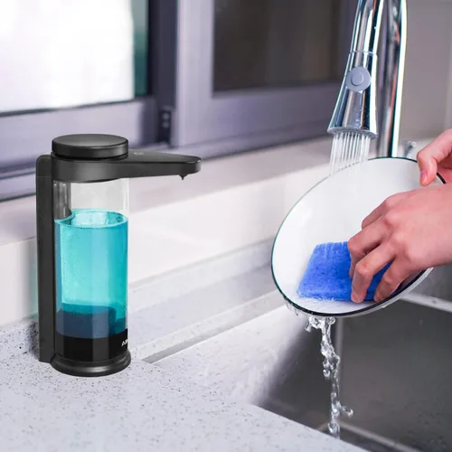 Vista 2 de AIKE Dispensador automático de jabón líquido recargable sin contacto de 17 oz para jabón de platos de cocina