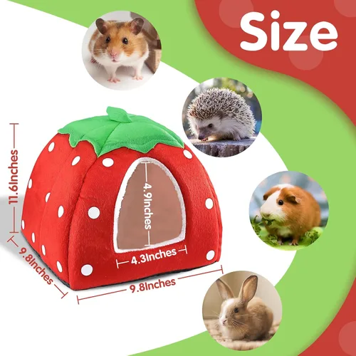 Vista 6 de Cama de conejillo de indias, acogedor escondite de conejo con forro polar cálido, lavable, taza para acurrucarse, casa de invierno para mascotas