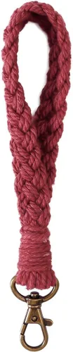 Vista 12 de Llavero de macramé bohemio hecho a mano con borla para mujer, llavero con llavero A_café