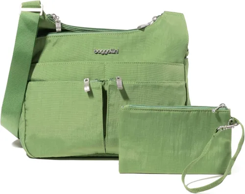 Vista 11 de Baggallini Crossbody Travel Bag 11x8.5 Lightweight Water-resistant Nylon Handbag Manzana