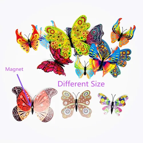 Vista 3 de Imanes de mariposa 3D de PVC para nevera, imanes de nevera, calcomanías de pared con imán para decoración de pared, decoración artística