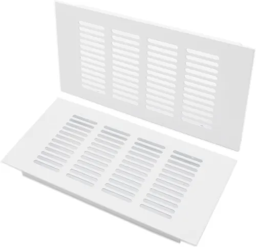 Vista 11 de 2 fundas para ventilación de aire, rejilla de ventilación de aleación de aluminio blanca rectangular, cubierta de rejilla de metal para armario