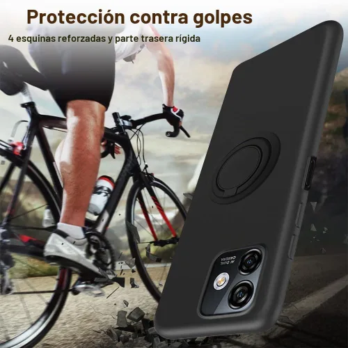 Vista 6 de Para Ulefone Note 16 Pro Funda De Teléfono Con Protector De Pantalla De Vidrio, Soporte De Anillo Giratorio De 360 ° Soporte Magnético De Silicona