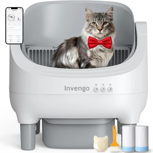 Vista 8 de Invengo - Arenero Automático para Gatos con Limpieza Automática, Control por Aplicación, Arenero Automático de Tapa Abierta con Sensores