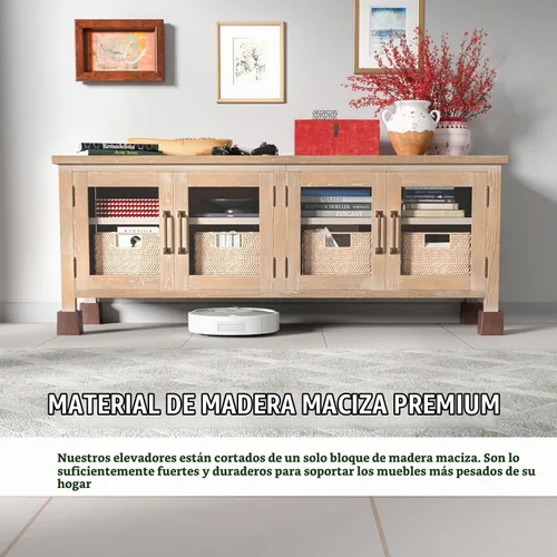 Vista 4 de Elevadores de cama de madera de 3 pulgadas de alta resistencia – Paquete de 4 elevadores de muebles de madera para cama, sofá y mesa, soporte