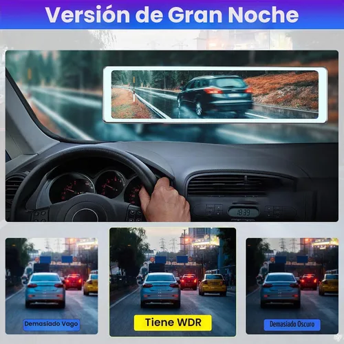 Vista 5 de NHOPEEW Cámara de espejo retrovisor de 11.26 pulgadas con Carplay y Android Auto - Espejo Dash Cam frontal y trasera - Transmisor