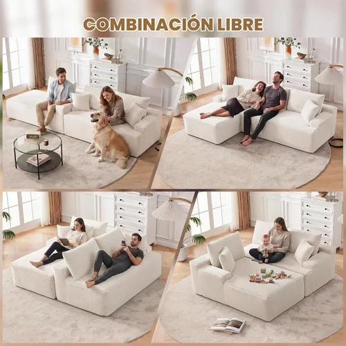 Vista 4 de Mangodan - Sofá seccional en forma de nube, sofá sin huesos para sala de estar, sofá seccional modular con asiento profundo, sofá esponjoso y cómodo