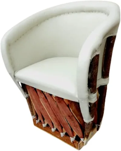 Vista 3 de Silla Equipal Furniture hecha a mano por Equipales San José Rústica en color blanco Estilo tradicional mexicano Ideal para tu hogar, casa, jardín