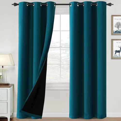 Vista 99 de H.VERSAILTEX Cortinas 100% de opacidad para dormitorio, con aislamiento térmico, cortinas opacas de 63 pulgadas de largo, cortinas de bloqueo