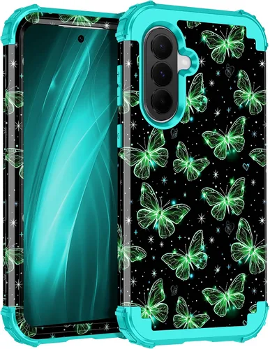 Vista 25 de Miqala Funda para Galaxy A14 5G, que brilla en la oscuridad, tres capas, resistente, a prueba de golpes, protección completa, parachoques