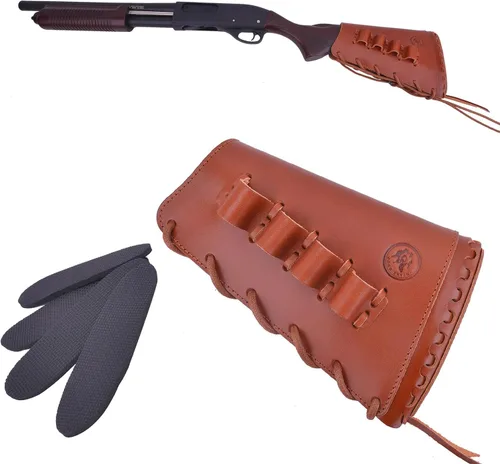 Vista 14 de Almohadilla de cuero para mejilla de culata cosida a mano para rifle 38/357 45-70 308 .22LR 12GA Mano zurda - Negro