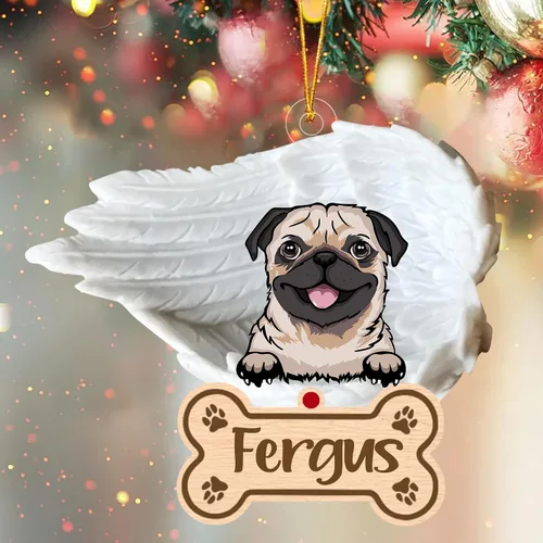 Vista 30 de Adorno de perro afgano de 1 ángel, adorno acrílico 2D personalizado conmemorativo para perros, regalo por pérdida de mascotas, regalo