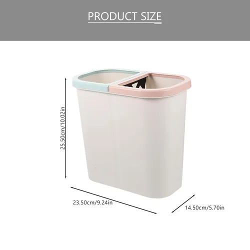 Vista 6 de Zerodeko Cubo de basura doble de plástico para cocina, 2 compartimentos, cubo de basura clasificado para reciclaje, para el hogar, cocina, baño