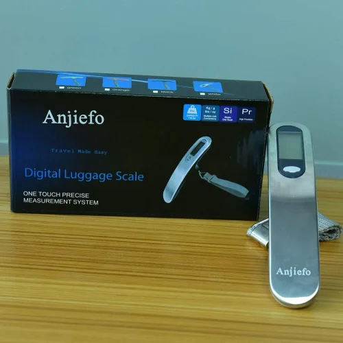 Vista 3 de Anjiefo - Báscula digital de equipaje de regalo para maleta de viajero, báscula de peso de mano, 110 libras