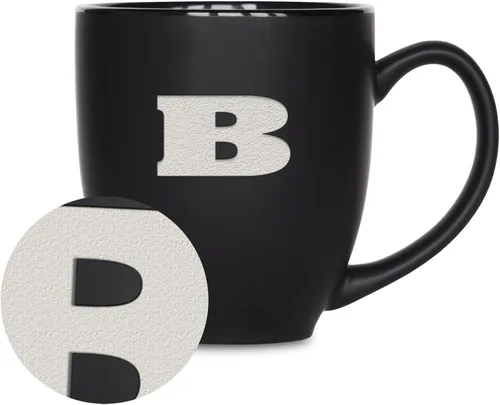 Vista 123 de Rico Industries - Taza de cerámica mate negra con grabado láser estándar de 15oz para NCAA (escuelas T & U) - Para bebidas calientes o frías