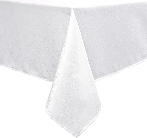 Vista 9 de Mantel rectangular de jacquard crema de 54 x 84 pulgadas, resistente al agua y sin arrugas, para exteriores, interiores, fiestas, bodas, comedor