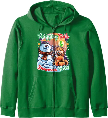 Vista 7 de Chow Chow Dog Christmas Snowman Winter Snow Zip Hoodie
