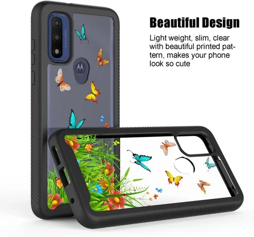 Vista 3 de Funda transparente a prueba de golpes para Motorola Moto G Pure (6.5", 2021) [mariposa]