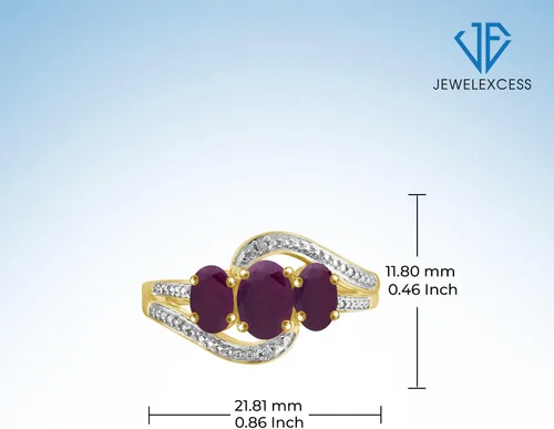 Vista 5 de JEWELEXCESS Anillo de diamantes blancos de rubí y acento de 1.80 CTW en oro de 14 quilates sobre plata