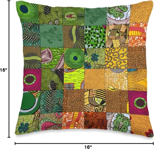 Vista 4 de Nativ Hand Ankara Kitenge - Almohada de retazos con estampado de cera africana, 16 x 16, multicolor
