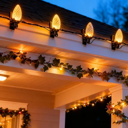 Vista 5 de Dazzle Bright - Guirnalda de luces LED C9 para Navidad de 66 pies con 100 LED, impermeables, conectables, luces de hadas con temporizador y 100