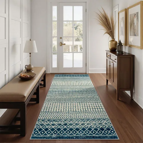 Vista 52 de Alfombra marroquí de área de 2x3 pies, color negro desgastado, alfombra de entrada antideslizante pequeña, suave, de pelo bajo, lavable, tapete