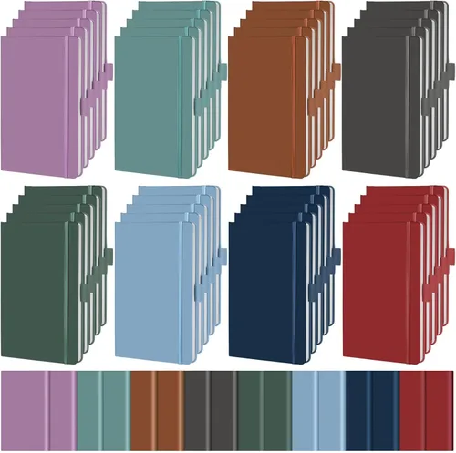 Vista 10 de Laumoi Paquete de 40 cuadernos de bolsillo, tamaño A6, mini diario de tapa dura, cuadernos forrados de cuero PU de 3.5 x 5.5 pulgadas, bloc de notas