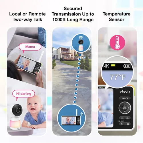Vista 11 de VTech Smart WiFi Baby Monitor - Ve a tu bebé en casa o desde cualquier lugar, cámara 2K, pantalla de 5.5 pulgadas, zoom 24X, gran angular, visión