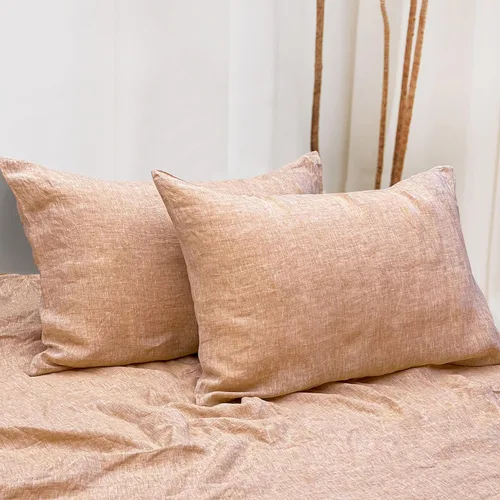 Vista 8 de NTBAY Fundas de almohada de lino francés – Teñidas con hilo, paquete de 2, fundas de almohada estándar de 100% lino, fundas de almohada lavadas