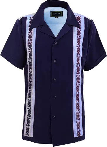 Vista 3 de Guytalk Camisa de manga corta de dos tonos de Guayabera cubana para hombre