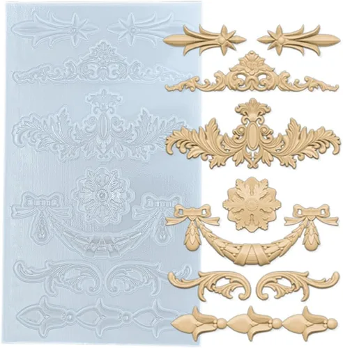 Vista 30 de Moldes de arte para arcilla polimérica, arcilla que se seca al aire, yeso, resina epoxi, fondant, decoración de pasteles, 3 molduras decorativas