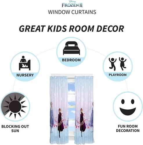 Vista 2 de Franco - Juego de cortinas con alzapaños para ventanas de habitación infantil
