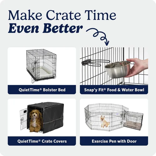 Vista 8 de MidWest Homes for Pets - Canil para perros iCrate de una y dos puertas mejoradas, incluye bandeja a prueba de fugas, patas protectores de suelos