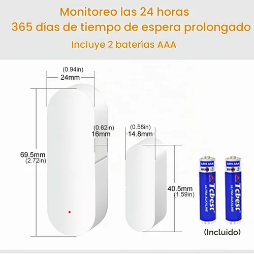 Vista 5 de Sensor de puerta WiFi: detectores inteligentes de puerta abierta/cerrada, sensor de ventana inalámbrico con alerta de notificación de aplicación