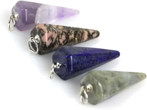 Vista 3 de Colgante de péndulo de piedra con 6 conos hexagonales facetados cristal curativo de reiki de difusión de péndulo joyería de adivinación K70W4 ojo