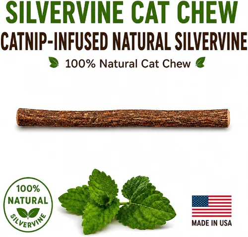 Vista 2 de Silvervine Stick para gatos con aceite de hierba gatera (1 varilla) – Matatabi Masticable para gatos juguete dental para limpieza de dientes