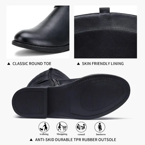 Vista 5 de Vepose - Botas de equitación 49 para mujer, botas altas hasta la rodilla, botas de pantorrilla con hebilla