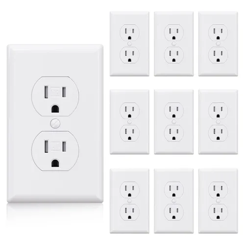Vista 8 de ELEGRP Receptáculo dúplex resistente a manipulaciones, toma de pared dúplex eléctrica estándar de 15 A 125 V, 2 polos y 3 cables, 5-15R