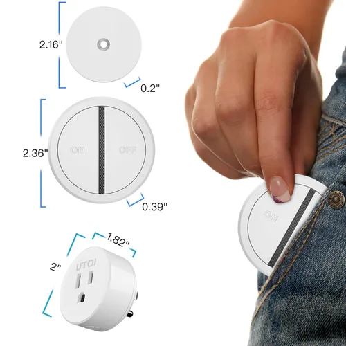 Vista 8 de Toma de control remoto inalámbrico, 15 A para luces y trituradores de basura Plug & Play sin cableado. Luces de control remoto de pared o de mano