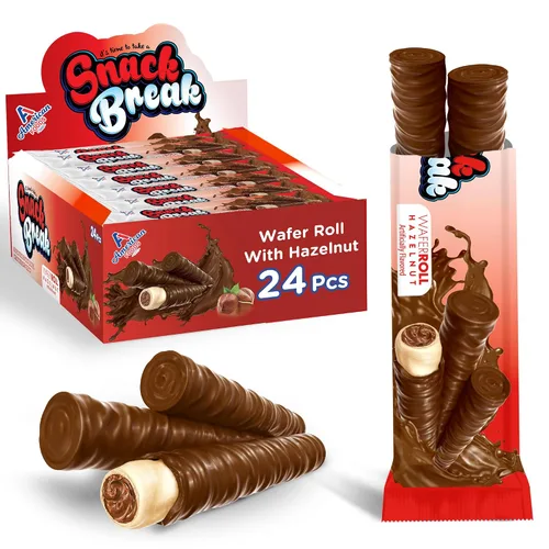 Vista 12 de Snack Break Snacks de oblea enrollada de coco con relleno cremoso de coco, bocadillos de oblea envueltos individualmente, (paquete de 24)