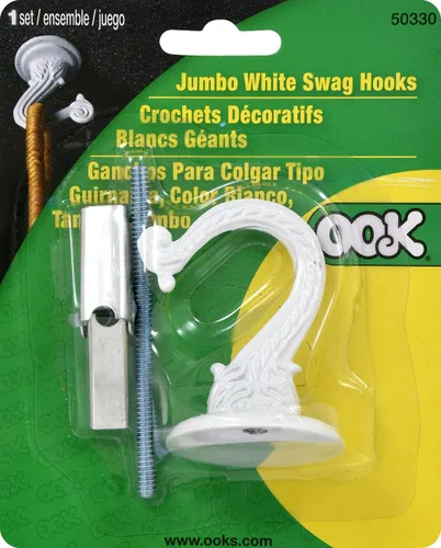 Vista 2 de OOK 50330 Gancho Colgante Jumbo con Herrajes, Blanco