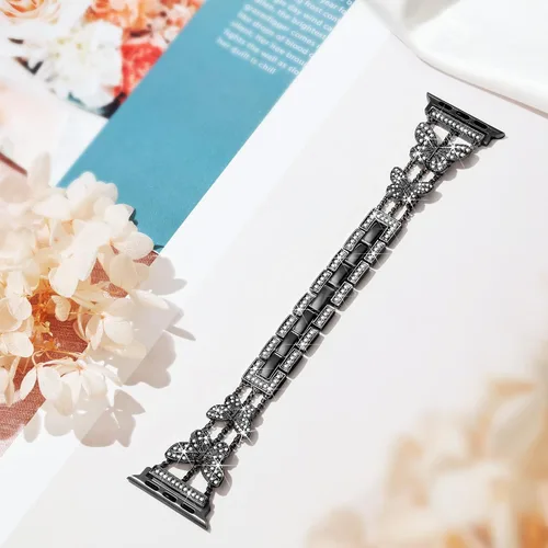 Vista 5 de Compatible con Dressy Designer Bling Apple Watch Band para mujeres y hombres, 1.575 pulgadas, 1.614 pulgadas, 1.496 pulgadas, correas de mariposa