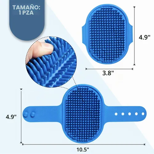 Vista 2 de Cepillo para aseo de perros, cepillo de baño con champú para mascotas Lilpep, masaje relajante, peine de goma con mango de anillo ajustable para Azul