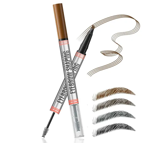 Vista 11 de Lápiz de cejas 2 en 1 con gel, 2025 nuevo lápiz mágico impermeable para cejas, bolígrafo de cejas microblading 3D de doble punta con 4 puntas